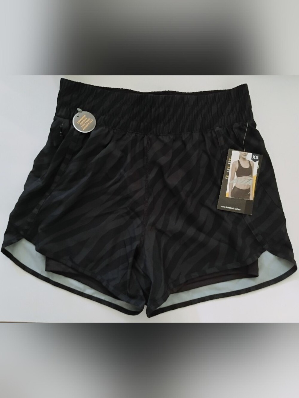 Avia Running Short Women’s Black Stripe Elastic Athletic Shorts XS